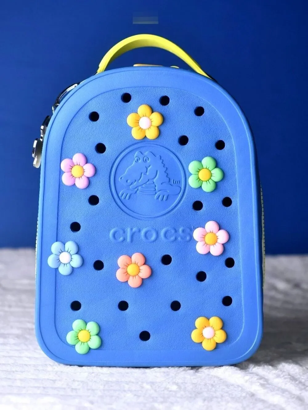 Crocs Mini Backpack Blue/Yellow Zipper - Like New